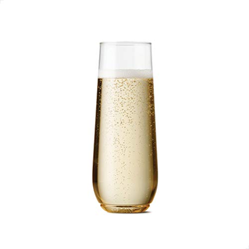 TOSSWARE POP 9oz Flute SET OF 48, Recyclable, Unbreakable & Crystal Clear Plastic Champagne Glasses