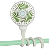 Anpro Stroller Fan for Baby - Portable Baby Fan Clip on Stroller/Crib with Flexible Stand, Car Seat Fan 3000 mAh Rechargeable Battery Operated USB Personal Desk Fan, White