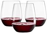 12 20oz Plastic Wine Glasses | Stemless Wine Cups - Clear Plastic Unbreakable Wine Glasses Disposable Reusable Shatterproof Recyclable and BPA-Free