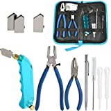 YOTINO Glass Cutting Tool Kit Includes Blue Grip Oil Feed Glass Cutter with 2 Pliers, 3 Extra Replacement Head, Tungsten Scribe Engraving Pen, Screwdriver and Oil Dropper