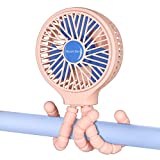 HomeLifairy Stroller Fan Clip On Baby Rechargeable 5200mAh Portable Fan Battery Operated Fan Mini Handheld Personal Fan USB Car Seat Small Fan for Desk Stroller Accessories Crib Car Rides (Pink)