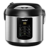 COMFEE' Rice Cooker, 6-in-1 Stainless Steel Multi Cooker, Slow Cooker, Steamer, Saute, and Warmer, 2 QT, 8 Cups Cooked, Brown Rice, Quinoa and Oatmeal, 6 One-Touch Programs