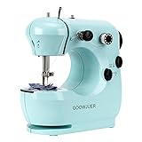 GOOWJUER Portable Sewing Machine, Mini Electric Sewing Machines with Extension Table, Household Lightweight Hand Sewing Machine for Beginners Tailors/Arts/Crafting (Blue)