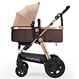 Infant Baby Stroller for Newborn and Toddler - Cynebaby Convertible Bassinet Stroller Compact Single Baby Carriage Toddler Seat Stroller Luxury Pram Stroller add Cup Holder Footmuff and Stroller Tray