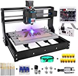 Upgrade Version 2 in 1 3000mW Engraver CNC 3018 Pro GRBL Control DIY Mini CNC Machine, 3 Axis Wood Router Engraver with Offline Controller + CNC Router Bits + ER11 Extension Ro