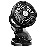 NANW Clip on Stroller Fan, Max 45 Hours Auto Oscillation Fan, 5000mAh Rechargeable Battery, Portable Clip Desk Fan, Personal Mini Table Blue Fan for Baby Stroller Outdoor/Indoor Car Travel Office