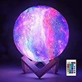 NSL Lighting Galaxy Light 3D Galaxy Lamp 7.1Inch 16Colors Moon Lamp Large Lava lamp Moon Light Ball Moon Night Light with Stand Space Lamp 3D Printed Moon Lamp Night Light for Women Girls Gifts