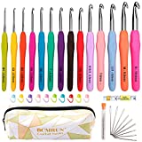 BCMRUN Crochet Hooks Set,14 PCS 2mm(B)-10mm(N) Ergonomic Soft Grip Handles Yarn Knitting Needles Kit with Case for Arthritic Hands, Extra Long  Knit Needles, Best Gift for Women