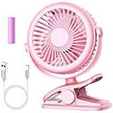 Stroller Fan, Cambond Clip On Battery Operated Fan Baby Fan With 3 Adjustable Speed Clip On Fans For Baby Carseat Travel Camping, Pink