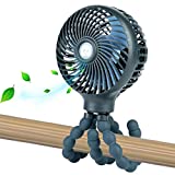Mini Handheld Personal Portable Fan, Baby Stroller Fan, Car Seat Fan, Desk Fan, with Flexible Tripod Fix on Stroller Student Bed Bike Crib Car Rides, USB or Battery Powered (Dark Blue)