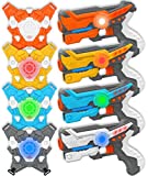 KO-ON Infrared Laser Tag Gun Set with 4 Guns & 4 Vests, Laser Tag Gun Toys for Boys & Girls, All Kids & Adults - Set of 4 Players, Infrared 0.9mW