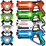 Best Choice Products Set of 4 Infrared Laser Tag Set for Kids & Adults w/ Synced Blasters & Vests Multiplayer Mode - Orange/Green/White/Blue